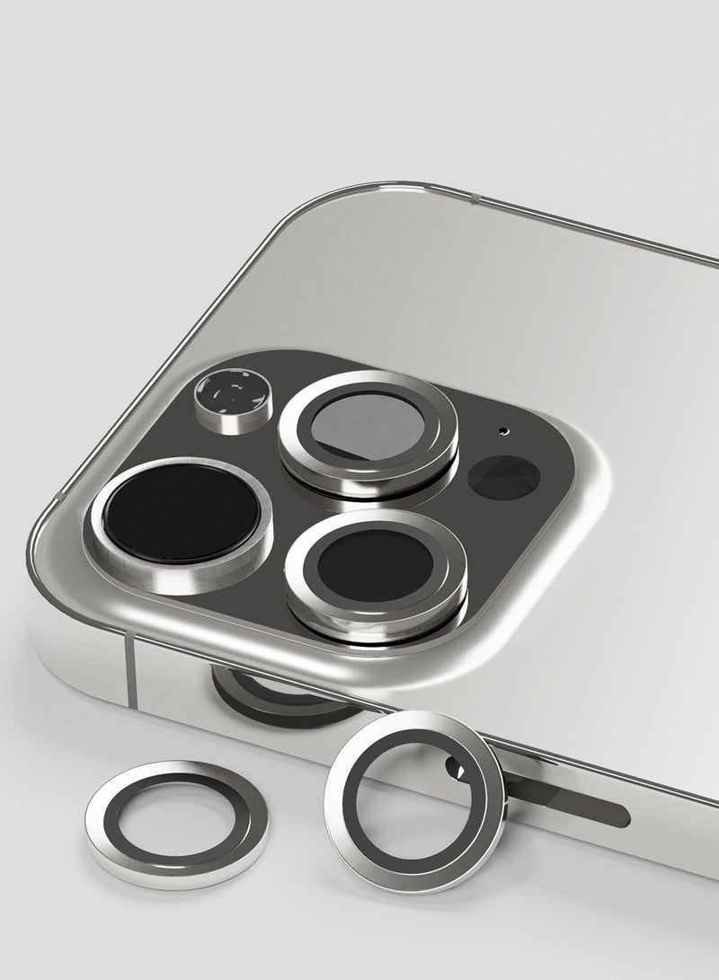 ماكس آند ماكس واقي عدسة الكاميرا لهاتف iPhone 15 Pro / 15 Pro Max - زجاج شفاف مقسّى مع حواف من الألومنيوم، وطلاء مضاد للانعكاس وواقي عدسة مقاوم للخدش - أبيض - Image 5