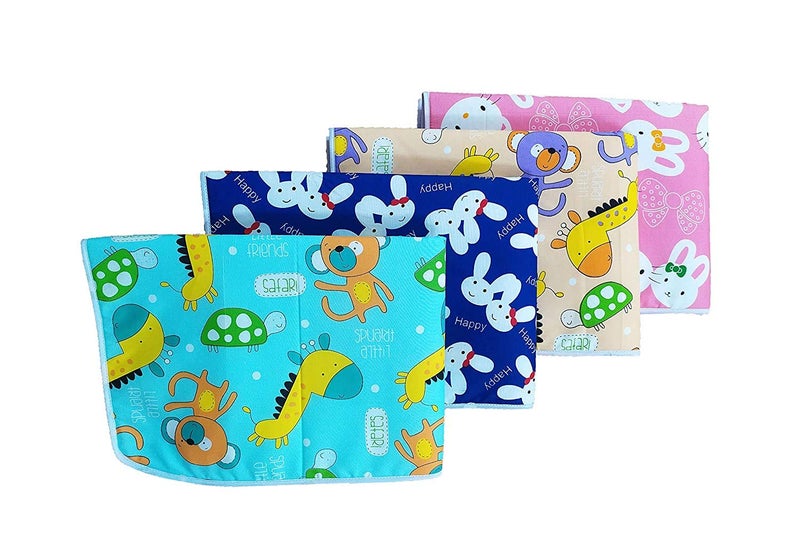 Heights Water Proof and Reusable Mat/Bed Protector/Absorbent Dry Sheets/Bed Protector Baby Dry Sheet with Ultra absorbance Nappy Changing Plastic Mat-Pack of 4 (Medium,Multicolor)(0-6 Months) - Image 1