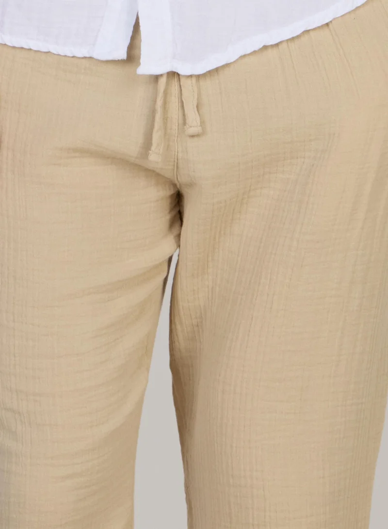 Just Nature Beige Straight Fit Soft Cotton Trousers for Men | Best Price UAE
