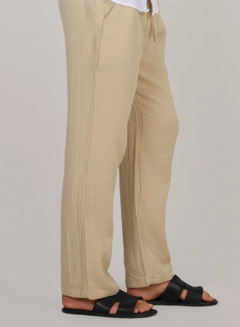 Just Nature Beige Straight Fit Soft Cotton Trousers for Men | Best Price UAE