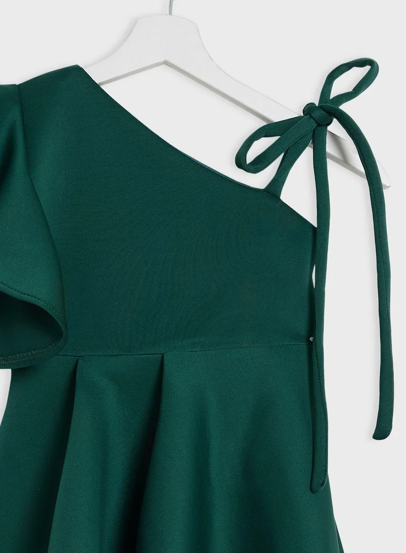Little Golden Apple Ruffled One-Shoulder Dress