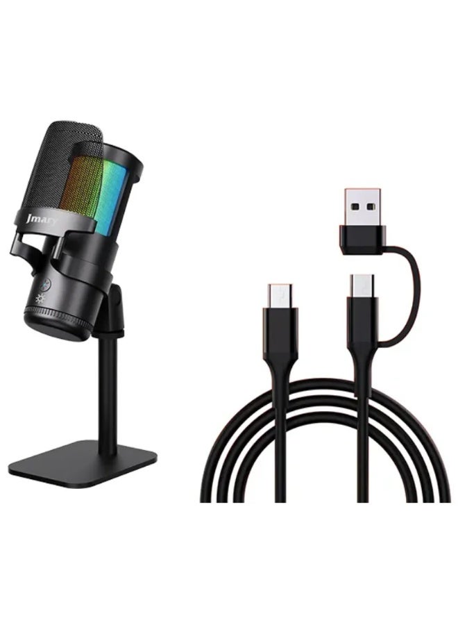 Jmary MC-PW13 Professional Microphone for Streaming, Gaming, and Podcasting – Crystal-Clear 192kHz Sound with Noise Cancellation, RGB Lighting, Full Control for Streaming and Content Creation, and a Stable Desktop Design - Image 3