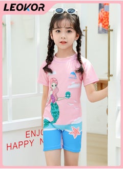 LEOKOR Swimsuits Set,Rash Guard Swimsuits,With Swimsuit and Shorts,for Girls  - Image 1