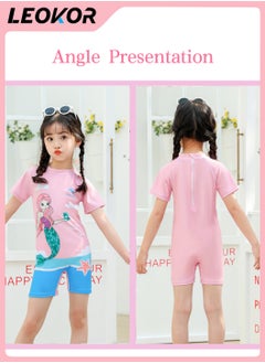 LEOKOR Swimsuits Set,Rash Guard Swimsuits,With Swimsuit and Shorts,for Girls  - Image 2