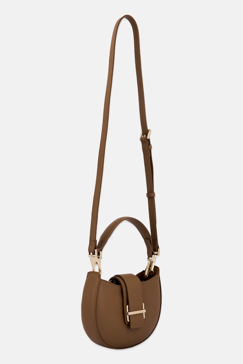 Gino Rossi حقيبة كتف نسائية بشعار العلامة التجارية، بني - Image 3