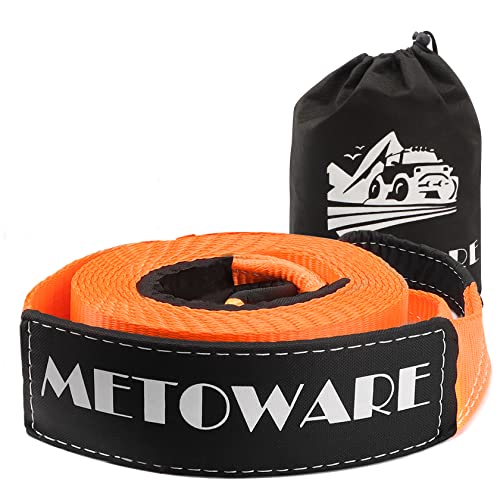 METOWARE Tow Strap 3'' × 20ft Recovery Strap, Heavy Duty Tow Straps with 35,000 lb Capacity, Triple Reinforced Loop Straps, Emergency Off Road Towing Rope, Extreme Water-Resistant (Orange) - Image 1