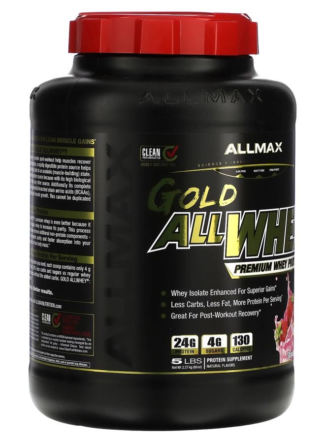 Allmax GOLD ALLWHEY® Premium Whey Protein Strawberry 5 lbs (2.27 kg) - Image 2