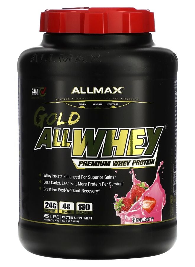 Allmax GOLD ALLWHEY® Premium Whey Protein Strawberry 5 lbs (2.27 kg) - Image 1