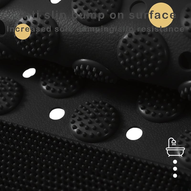 Non-Slip Bath Mat with Built-in Brush for Foot Scrubber - Safe Bathtub Mat with Drain Holes and Bubble Texture for Massage - Mildew Resistant and Quick Dry (Black) - Image 5