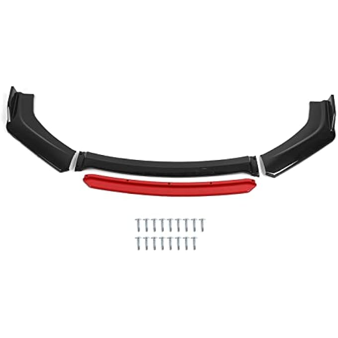 KOSDFOGE Universal Front Bumper Lip Spoiler Chin Body Kit Protection PP Auto Car Exterior Aerodynamic Parts Black Red Accessories - Image 1