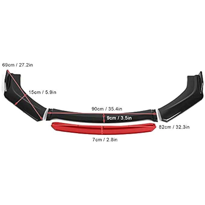 KOSDFOGE Universal Front Bumper Lip Spoiler Chin Body Kit Protection PP Auto Car Exterior Aerodynamic Parts Black Red Accessories - Image 3