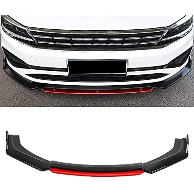 KOSDFOGE Universal Front Bumper Lip Spoiler Chin Body Kit Protection PP Auto Car Exterior Aerodynamic Parts Black Red Accessories - Image 2