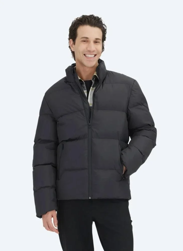 Kip Black Regular Fit Turtleneck Casual Weaving Coat