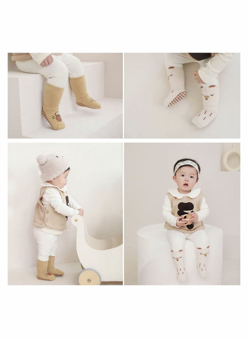 Luckam Baby Socks 5 Pairs Non Slip Toddler Newborn Socks for Girls Boys Thick Cotton Ankle Socks lovely Warm Crew Floor Socks for Kids 1 to 3 Years - Image 2
