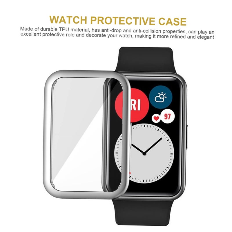 Full Coverage TPU Case For Watch Fit Elegant Design Scratchproof Dustproof Easy To Charge Silver 4 5x3 2cm - Image 4