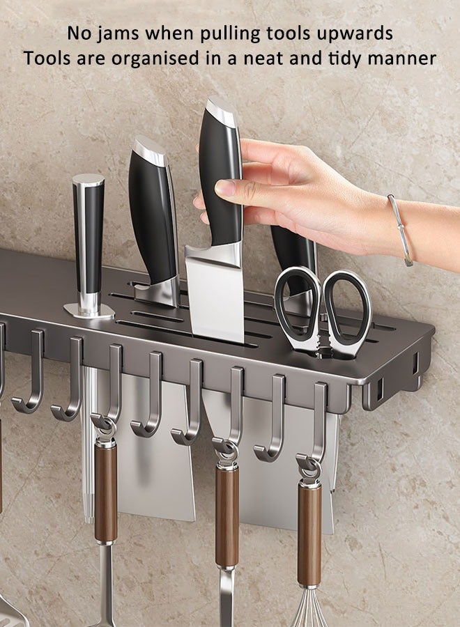 Kitchen Utensil Rack Stainless Steel Kitchen Utensil Holder Multifunctional Wall Mounted Rack With Spoon Fork And Chopstick Holder Perforation-free Chopsticks Cage 90 degree rotation(Single Cup with 6 Hooks)  - Image 4