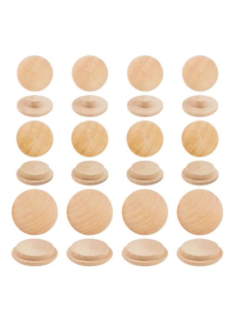 KASTWAVE - 150 Pcs 3 Sizes Furniture Buttons Round Wood Button Plugs Unfinished Mushroom Wooden Screw Hole Button Hardwood Plug Caps for Locking Craft Decoration Woodworking 7MM 15MM 20MM - Image 1