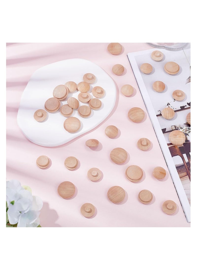 KASTWAVE - 150 Pcs 3 Sizes Furniture Buttons Round Wood Button Plugs Unfinished Mushroom Wooden Screw Hole Button Hardwood Plug Caps for Locking Craft Decoration Woodworking 7MM 15MM 20MM - Image 1