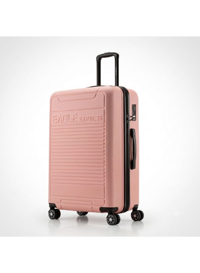 Eagle Express Defender 24 Inch Medium Luggage Baby Pink, ABS Hard Shell Check-In Trolley Suitcase with Scratch Resistant Design, Silent Double Spinner Wheels, Anti-Theft Zipper, Soft Grip Handles and 2 Year Warranty - Image 1