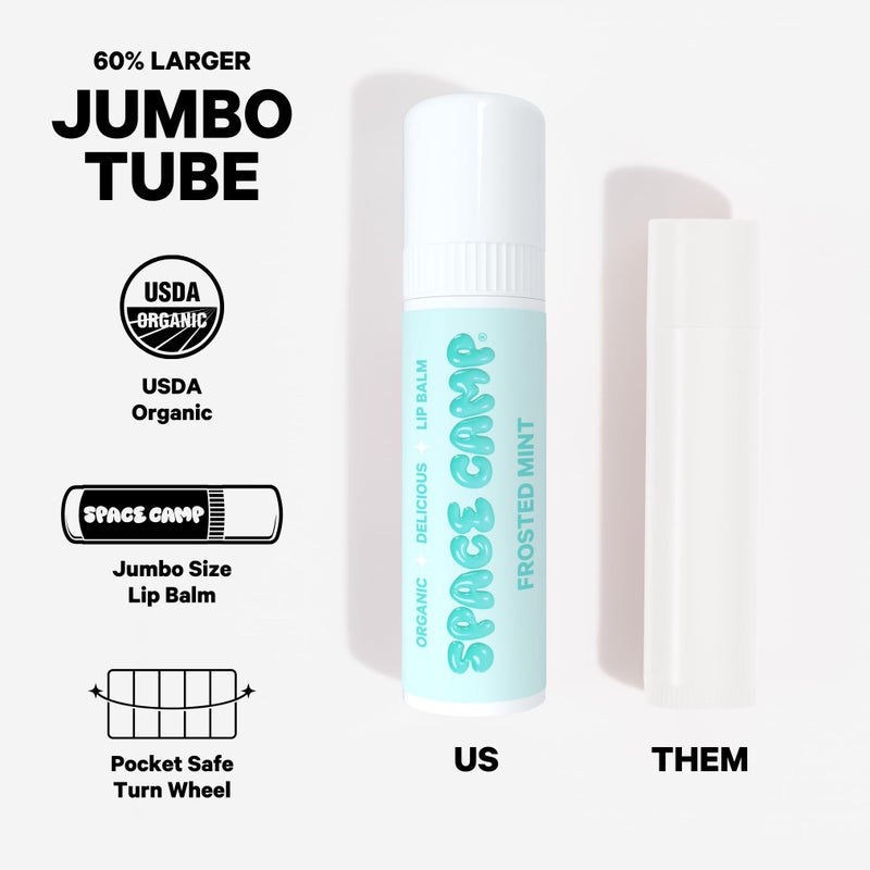 Space Camp Wellness Jumbo Lip Balm - Originals Pack Variety Flavored Balm (Wild Cherry, Juicy Watermelon, and Frosted Mint) - 3 Pack - Image 4