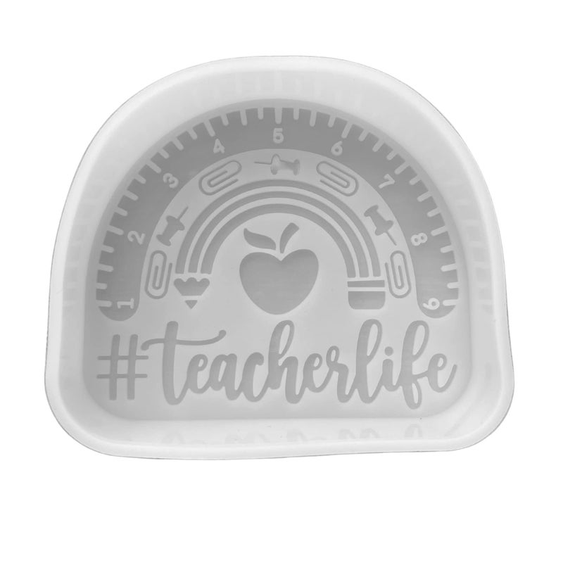 Teacher Life Silicone Freshie Mold Size 45 Wide x 4 Long x 1 Deep Teacher Rainbow Supplies Design for Freshie Soap Resin Candles