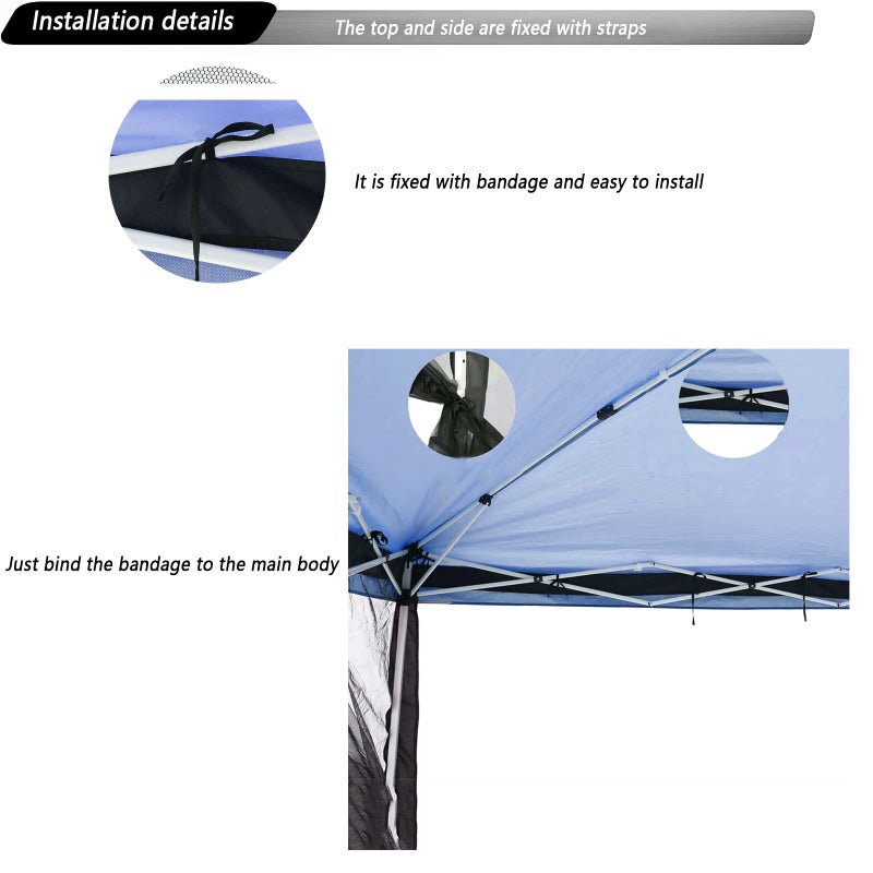 Tiimmgaal 10x10 Mosquito Netting for Patio Canopy Tent/Pop Up Canopy Tent,Double Door Side Screen Easy Installation Blackï¼ˆOnly Mosquito Net No Frameï¼‰ (Embedded 10x10) - Image 3