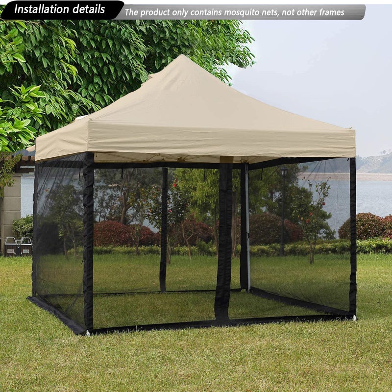 Tiimmgaal 10x10 Mosquito Netting for Patio Canopy Tent/Pop Up Canopy Tent,Double Door Side Screen Easy Installation Blackï¼ˆOnly Mosquito Net No Frameï¼‰ (Embedded 10x10) - Image 5