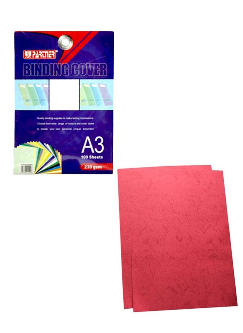 PARTNER 100-Piece A3 Size Binding Sheet Sheet Red 