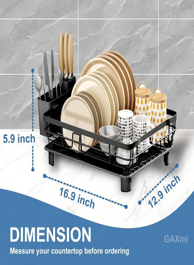GAXmi Dish Drying Rack Over The Sink Drainer with Drainboard Utensil Holder, 1-Tier Black - Image 5