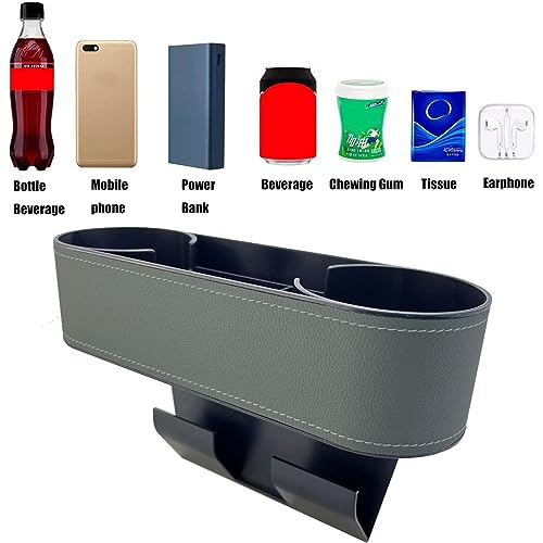 CMWWYFC Cup Holder for Car Seat Gap Organizer, Multifunctional Cup Drink Holders with PU Leather Cover,Side Insert Center Console Gap Filler Storage Box for Mug Bottle CellPhones Keys Coffee Coasters - Image 3
