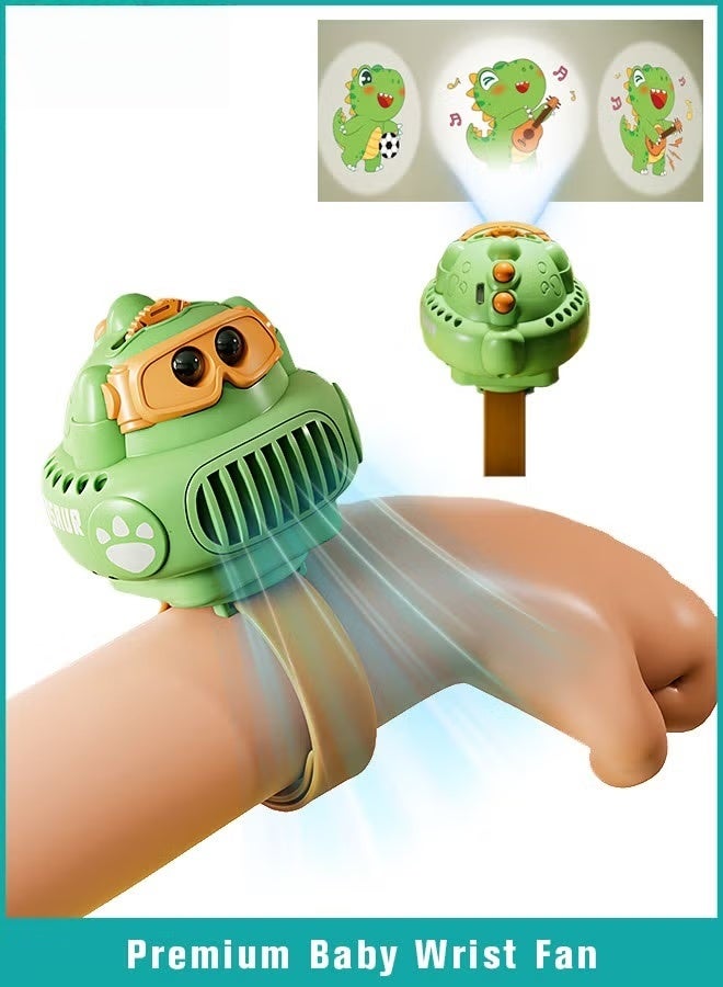 HOOKOR Toddler Fan, Mini Cartoon Watch Fan, Carry Wrist Fan, Portable Watch Fan, Handheld Wrist Strap for Kids Boys Girls, Projection, USB Rechargeable, Summer Air Cooling, Silent Third Gear Speed - Image 1