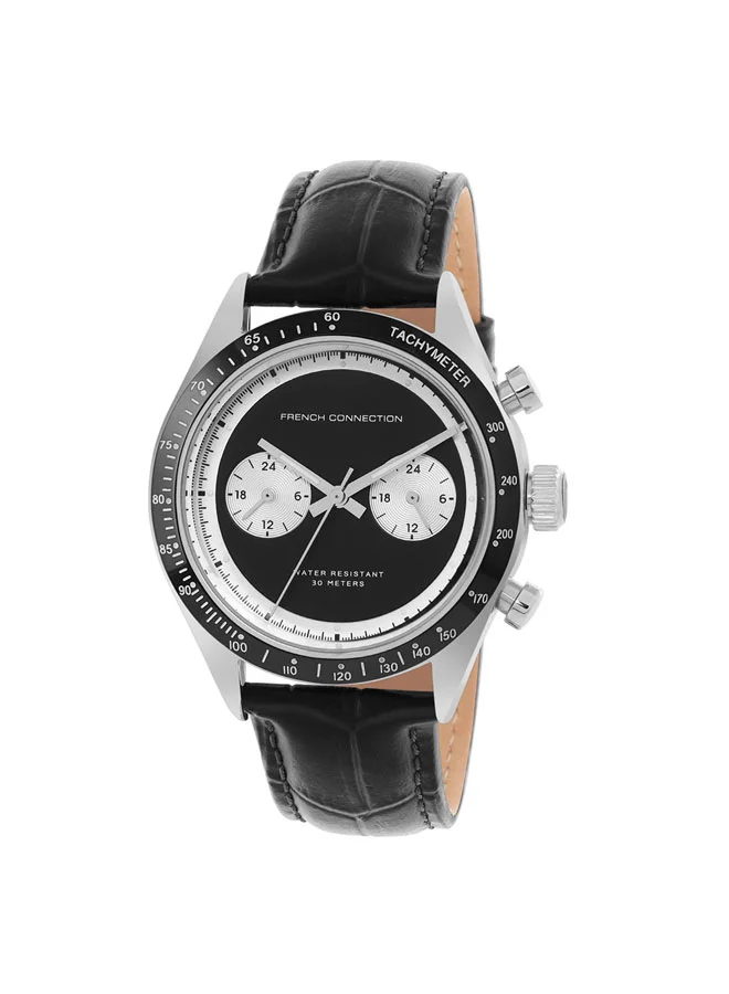 French Connection 40mm Men's Quartz Watch with Black Dial