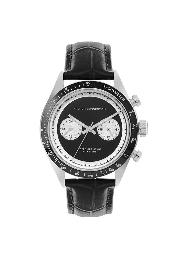 French Connection 40mm Men's Quartz Watch with Black Dial - Image 1