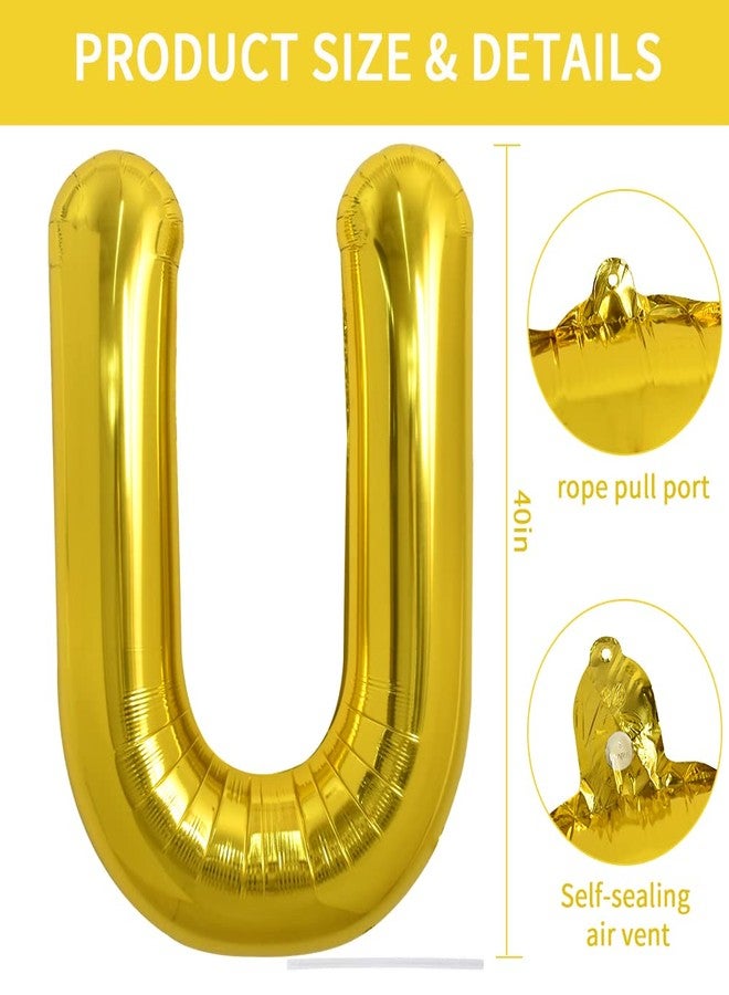 TONIFUL 40 Inch Large Gold Letter U Balloons, Foil Mylar Big Balloons for 2026 New Year Eve Graduation Wedding Baby Shower Birthday Party Anniversary Supplies Decorations - Image 2