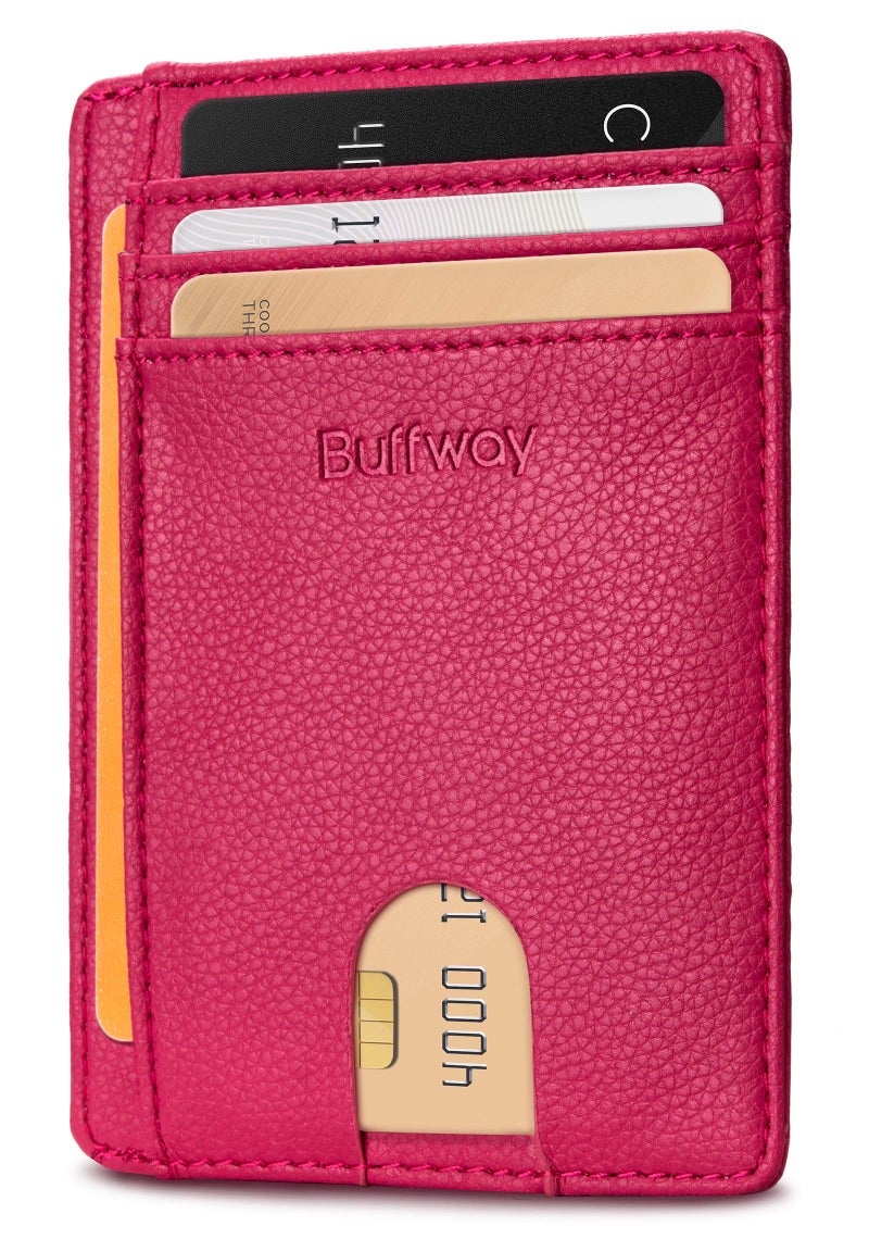 Buffway Slim Minimalist Front Pocket RFID Blocking Leather Wallets for Men and Women - Image 1