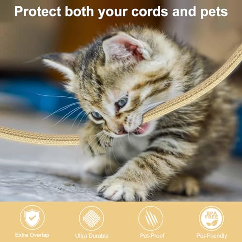 CrocSee 10ft - 1/2 inch Braided Cable Management Sleeve Cord Protector - Self-Wrapping Split Wire Loom for TV/Computer/Home Theater/Engine Bay - Beige - Image 3