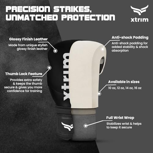 Xtrim Boxing Gloves for Men & Women, 12 Oz, Comes with Easy to Carry Mesh Bag, Fighting & Workout Gloves, Punch, Kick, Slam Sparring & Training Gloves for Heavy Bag Workouts, MMA Sports, PU Leather - Image 2