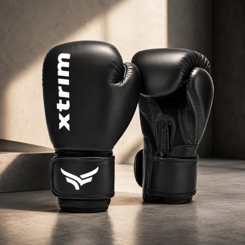 Xtrim Boxing Gloves for Men & Women, 12 Oz, Comes with Easy to Carry Mesh Bag, Fighting & Workout Gloves, Punch, Kick, Slam Sparring & Training Gloves for Heavy Bag Workouts, MMA Sports, PU Leather - Image 1