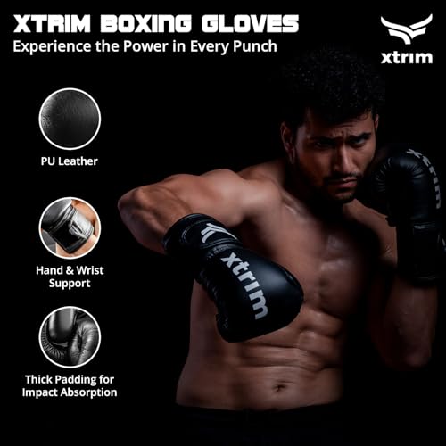 Xtrim Boxing Gloves for Men & Women, 12 Oz, Comes with Easy to Carry Mesh Bag, Fighting & Workout Gloves, Punch, Kick, Slam Sparring & Training Gloves for Heavy Bag Workouts, MMA Sports, PU Leather - Image 4