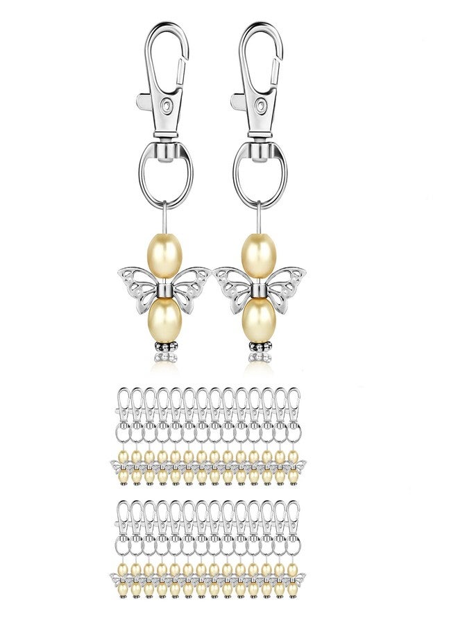 GWHOLE 30 Set of Angel Keychain with Organza Gift Bags and Thank You Favor Tags Guest Return Gift for Baby Shower Baptism Favors Wedding Bridal Birthday Party Favors, Beige - Image 2