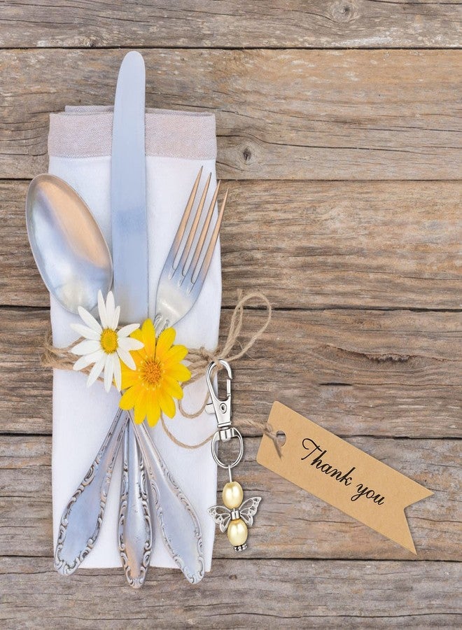 GWHOLE 30 Set of Angel Keychain with Organza Gift Bags and Thank You Favor Tags Guest Return Gift for Baby Shower Baptism Favors Wedding Bridal Birthday Party Favors, Beige - Image 5