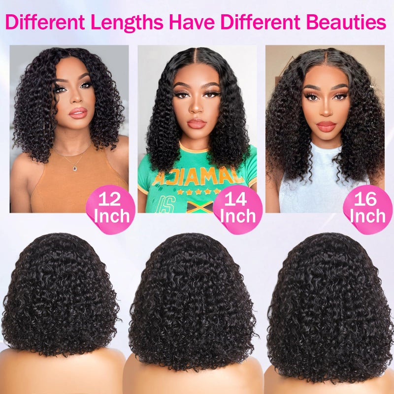 AISI Cyrly Bob Wig Human Hair 1800% Density Wear And Go Glueless Wigs 5x5 Hd Lace Closure Wigs Human Hair Curly Wigs For Black Women Ready to Wear Glueless Wig with Elastic Band for Beginner 10 Inch - Image 5