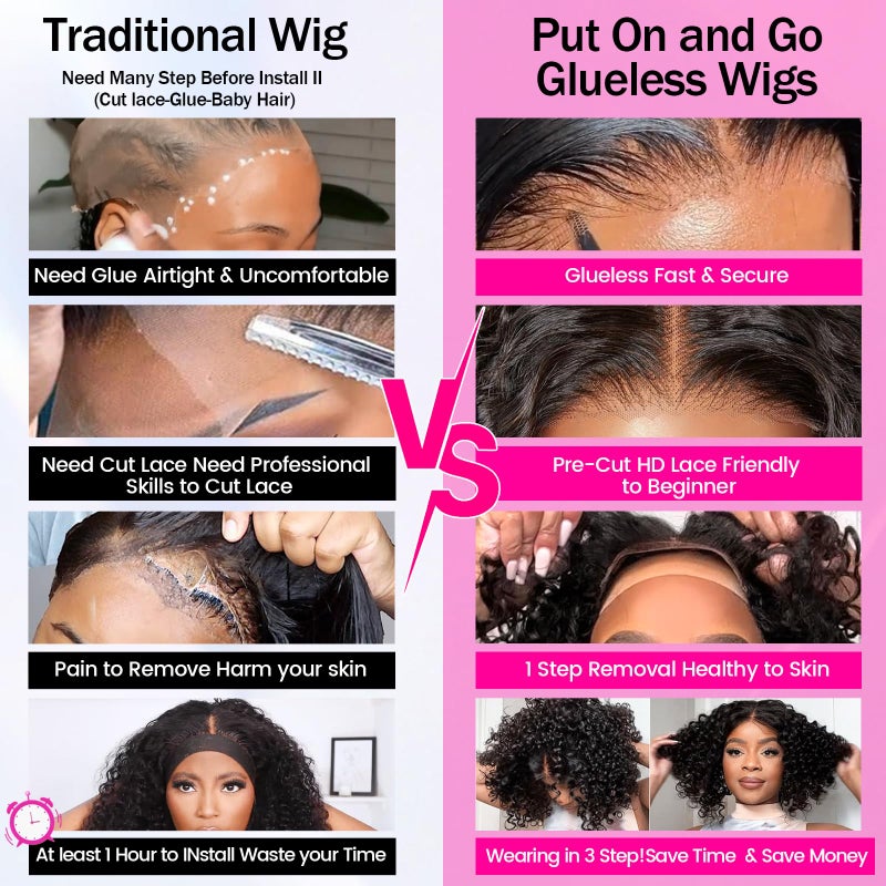 AISI Cyrly Bob Wig Human Hair 1800% Density Wear And Go Glueless Wigs 5x5 Hd Lace Closure Wigs Human Hair Curly Wigs For Black Women Ready to Wear Glueless Wig with Elastic Band for Beginner 10 Inch - Image 4