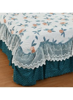 The Little Big Store The Little Big Store King Size Quilted Soft Bedsheet Cotton Feel Bedspread 350 GSM 72x78 Bed Cover with 2 Pillow Covers Bed Skirt with Ruffle Fringe Side Frills Ruffles Pleated Laces  - Image 5