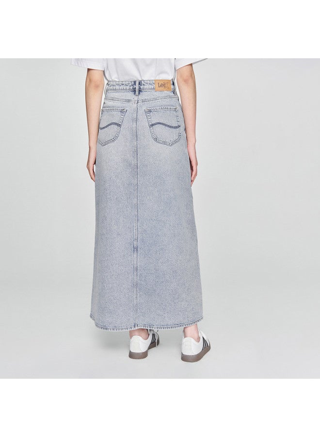 LEE 25 Early Spring Comfort Version Five-Pocket Style Split Design Tencel Light Blue Women'S Denim Skirt Trendy - Image 3