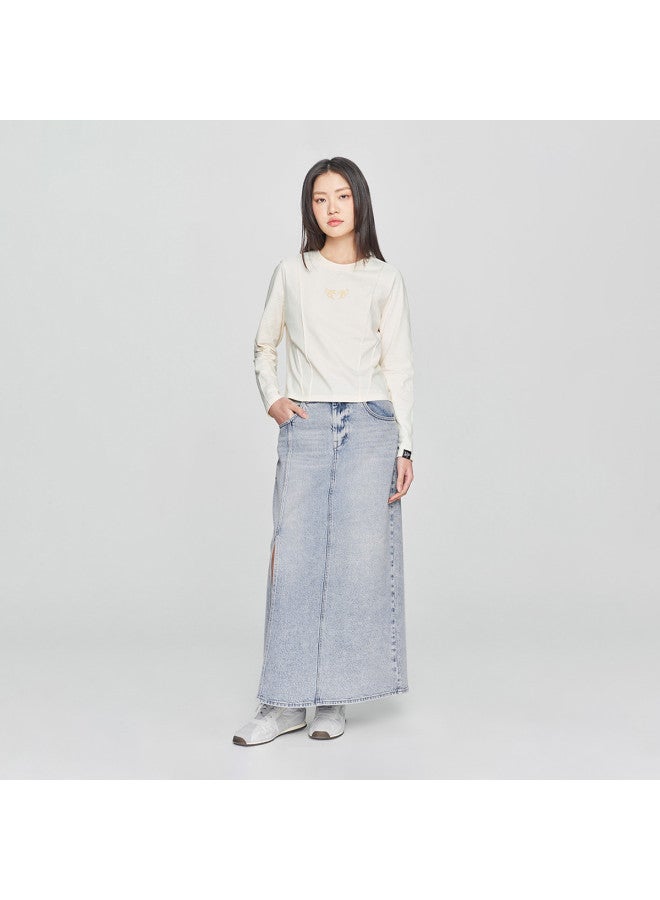 LEE 25 Early Spring Comfort Version Five-Pocket Style Split Design Tencel Light Blue Women'S Denim Skirt Trendy - Image 4