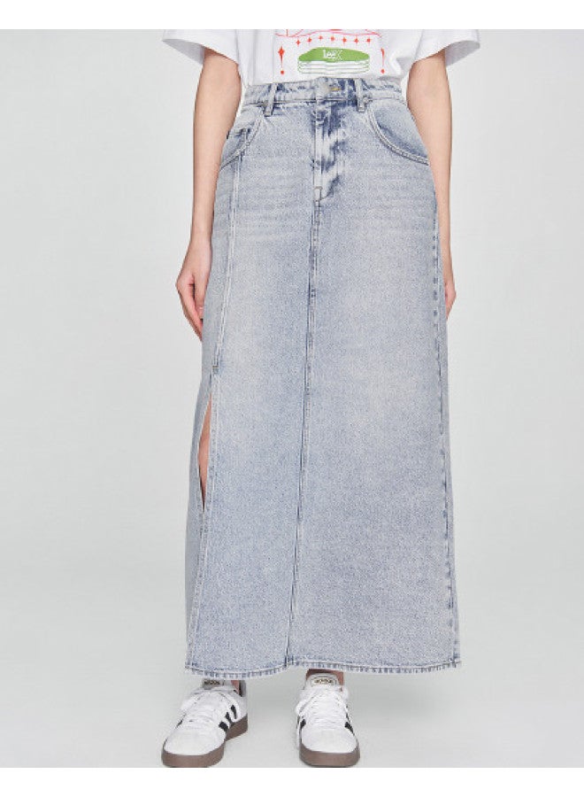 LEE 25 Early Spring Comfort Version Five-Pocket Style Split Design Tencel Light Blue Women'S Denim Skirt Trendy - Image 1