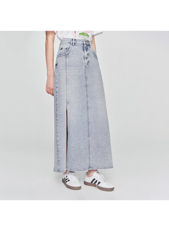 LEE 25 Early Spring Comfort Version Five-Pocket Style Split Design Tencel Light Blue Women'S Denim Skirt Trendy - Image 5