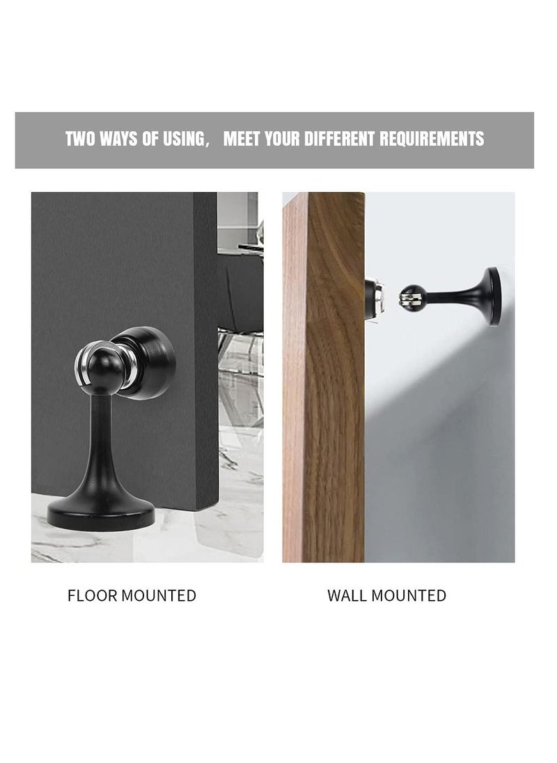 SYOSI Magnetic Door Stops Door Stopper Stainless Steel Magnetic Doorstop Brushed Satin Nickel, Black Wall Floor Mounted Door Holder Door Catch for Bedroom Bathroom Kitchen Home Office  - Image 2