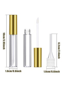 Patelai 40 Pieces Empty Lip Gloss Tubes Containers Clear Lip Balm Bottle with Rubber Stopper and 2 Pieces Funnels for Women Girls DIY Makeup Lip Samples (Gold,10 ml) (10 ml, Gold)  - Image 2